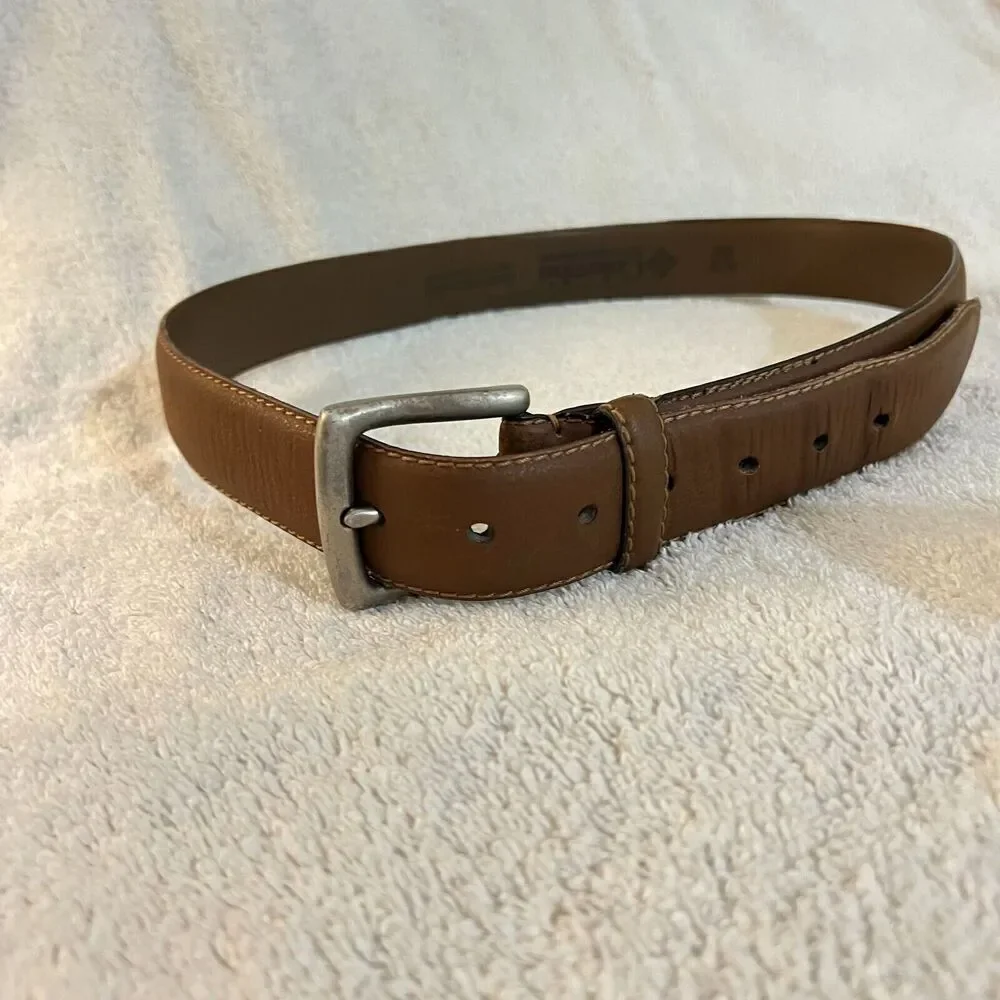 Columbia Mens Brown Dress Belt 36 Leather Adjustable Buckle Casual Classic